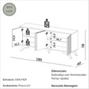 Ver imagem 3 de Buffet Aparador Retrô 4 Portas Ripadas 100% MDF 180cm Marrom Carvalho Rose