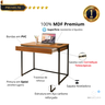 Mesa Escrivaninha com Gaveta Estilo Industrial Moderna 100% Mdf e Aço:louro Freijó - 2