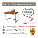 Ver imagem 3 de Mesa Escrivaninha com Gaveta Estilo Industrial Moderna 100% Mdf e Aço:louro Freijó