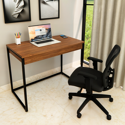 Mesa Escrivaninha com Gaveta Estilo Industrial Moderna 100% Mdf e Aço:louro Freijó - 2