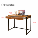 Ver imagem 4 de Mesa Escrivaninha com Gaveta Estilo Industrial Moderna 100% Mdf e Aço:louro Freijó