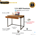 Ver imagem 2 de Mesa Escrivaninha com Gaveta Estilo Industrial Moderna 100% Mdf e Aço:louro Freijó