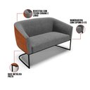 Ver imagem 6 de Namoradeira e 2 Poltronas Industrial Preto Stella Noz-linho D03 - D'Rossi Cor Grafite