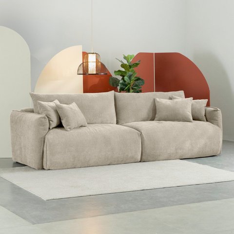 Sofá 2 Lugares 280cm Comfy CabeCasa MadeiraOriginals Bege Claro