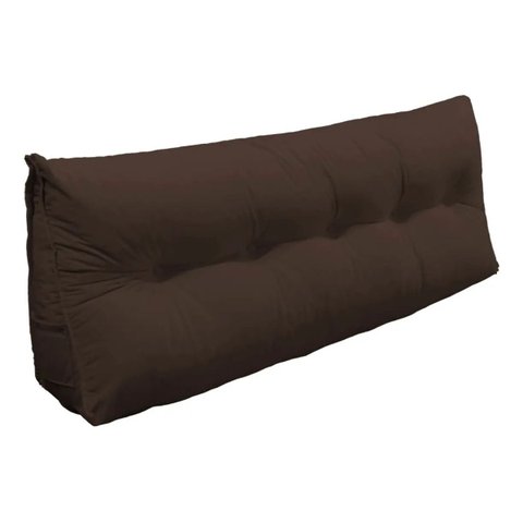 Almofada Cabeceira Mel Cama Casal 140cm Encosto Suede:Marrom-Escuro/Suede