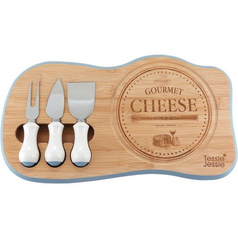 Anetto Jg P/ Queijo 2x39x22cm Madeira Azul 4pç