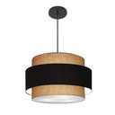 Ver imagem 1 de Lustre para Sala de Jantar Vivare Md-4396 Cúpula em Tecido 60cm Palha Preto Palha 110v 220v