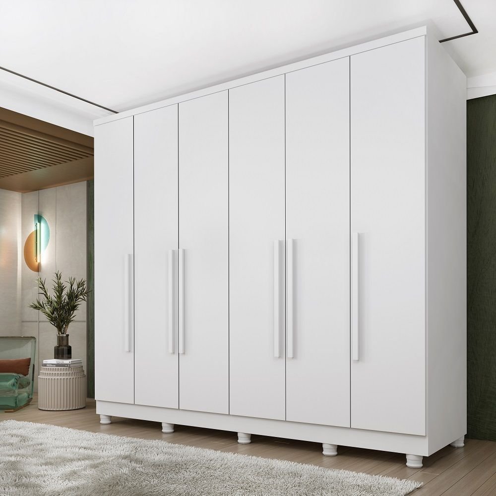 Guarda Roupa Casal com Pés 6 Portas 4 Gavetas 239cm Veneza Tcil