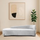 Ver imagem 1 de Divã Recamier Orgânico França 200cm Lado Esq Pés Metal Preto Bouclé Branco