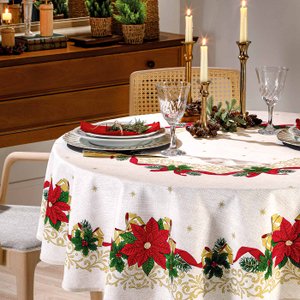 Toalha de Mesa Redonda Athenas Dohler 1,60m Natal 105