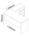 Ver imagem 2 de Escrivaninha Mesa Bancada Canto em L Duas Gavetas Imperial Cor:Preto