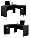 Ver imagem 4 de Escrivaninha Mesa Bancada Canto em L Duas Gavetas Imperial Cor:Preto