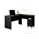 Ver imagem 3 de Escrivaninha Mesa Bancada Canto em L Duas Gavetas Imperial Cor:Preto