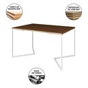 Ver imagem 5 de Mesa Industrial Jantar Retangular 137x90cm Amêndoa Base V com 6 Cadeiras Eames Eiffel Brancas Ferro