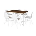 Ver imagem 6 de Mesa Industrial Jantar Retangular 137x90cm Amêndoa Base V com 6 Cadeiras Eames Eiffel Brancas Ferro