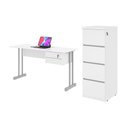 Ver imagem 1 de Conjunto de Escrivaninha e Gaveteiro Larissa 6 Gavetas MDP 120cm Branco