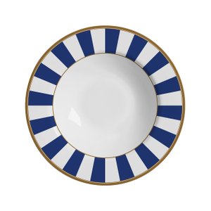 Conjunto com 6 Pratos Fundo Stripe Azul Ø25cm Alleanza Cerâmica