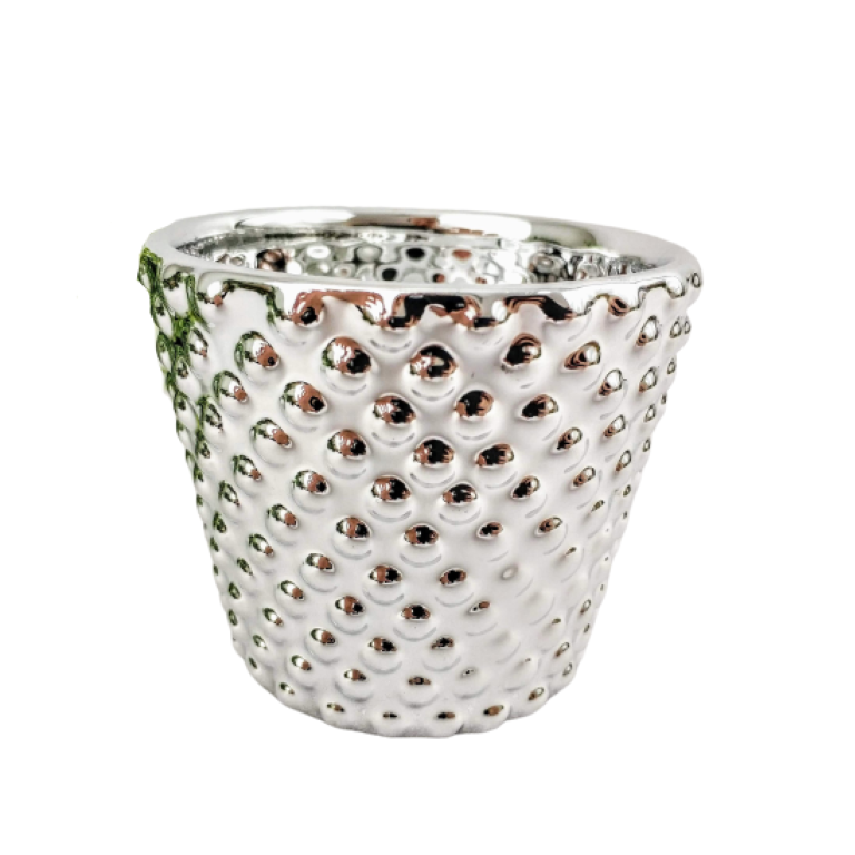 Vaso Prata 7x8x8cm Cachepot Decoração Bolinha Vaso Prata 7x8x8cm Cachepot Decoração Bolinha