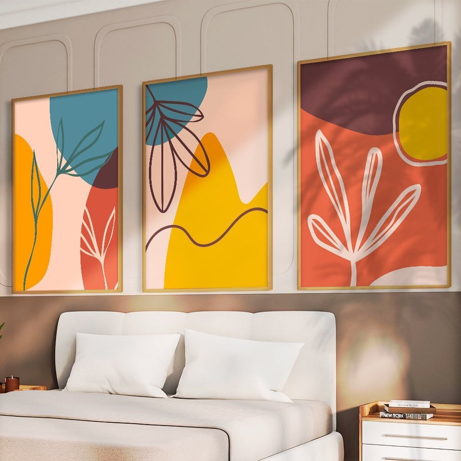 Quadro Decorativo 3 Telas Abstratos Composição Iv Diversos Tamanhos - 2