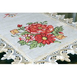 Caminho de Mesa Red Flower - 0,90 m Arte & Tear Caminho de Mesa Ponto Cruz - 2