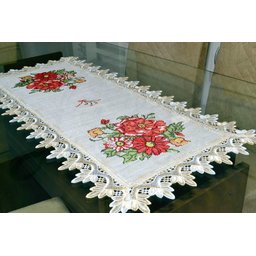 Caminho de Mesa Red Flower - 0,90 m Arte & Tear Caminho de Mesa Ponto Cruz - 1