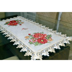 Caminho de Mesa Red Flower - 0,90 m Arte & Tear Caminho de Mesa Ponto Cruz