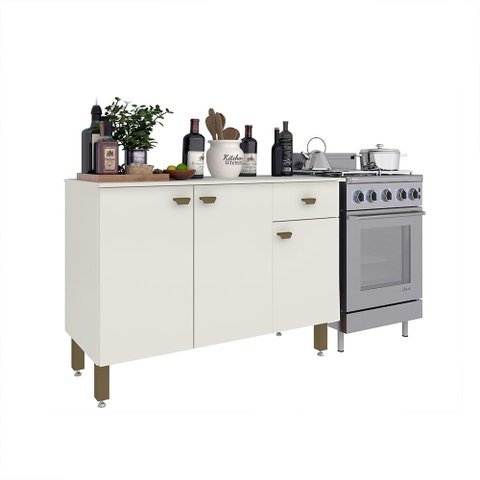 Armário de Cozinha Balcão Modulado 3 Portas 1 Gaveta Branco - Rosafor
