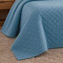 Ver imagem 3 de Colcha Matelassê - Casal - Madri 3D - Geométrico - Azul Claro - Dupla Face - c/ Porta Travesseiros -