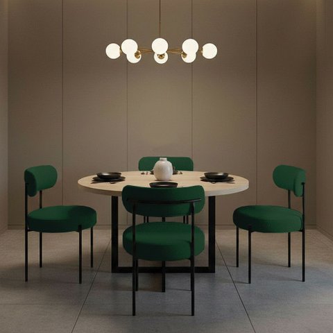 Cadeira Sala de Jantar Margara Kit 4 em Aço Preto Bouclê D03 - D'Rossi