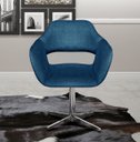 Ver imagem 2 de Poltrona Decorativa Zara Base Giratória Alumínio - Linho Azul