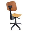 Ver imagem 4 de Cadeira Costureira Back System Giratória De Madeira Com Rodinha Regulagem de Altura
