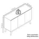 Ver imagem 3 de Balcao Buffet Ares 3 Portas 122 Cm Nature Tebar