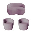 Ver imagem 2 de Kit Namoradeira + 2 Poltronas Decorativa Beatriz Orgânica Veludo Rosê