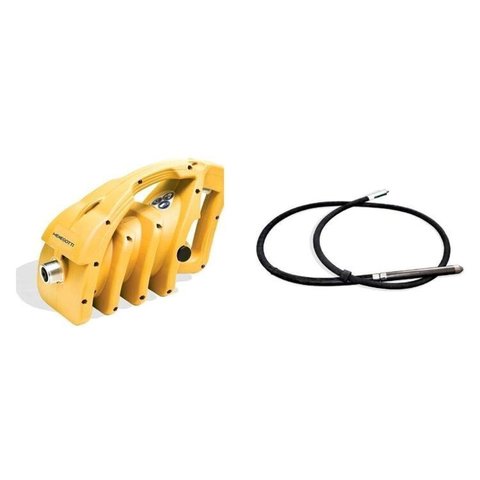 Corpo Vibrador Imersão Alta Rotação 110V com Mangote Ponteira 38mm x 3,0m Menegotti Amarelo/Preto