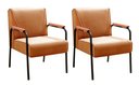 Ver imagem 1 de Kit 2 Poltronas Decorativas Jade Braços Fixo para Sala de Estar, Recepção - Veludo Terracota
