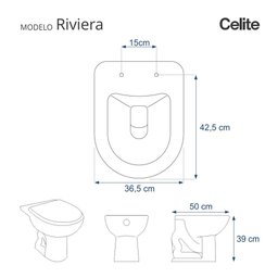 Assento Sanitário Poliester Antibacteriano Riviera Branco para Vaso Celite - 5 Assento Sanitário Poliester Antibacteriano Riviera Branco para Vaso Celite - 5