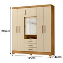 Ver imagem 3 de Guarda Roupa Casal Imperial e Armário Multiuso New Egito Carvalho Americano Off White - Incorplac