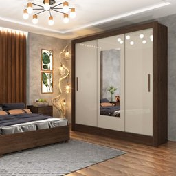 Guarda Roupa Casal 3 Portas Correr e 4 Gavetas C/ Espelho Valencia Tcil Tcil Móveis Roupeiro Valenci - 6