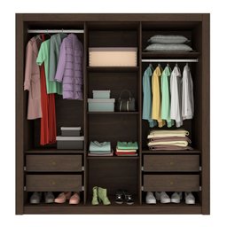 Guarda Roupa Casal 3 Portas Correr e 4 Gavetas C/ Espelho Valencia Tcil Tcil Móveis Roupeiro Valenci - 4