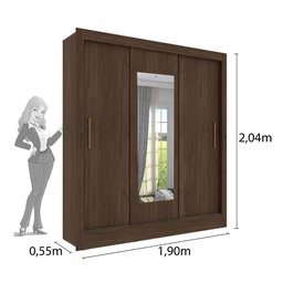 Guarda Roupa Casal 3 Portas Correr e 4 Gavetas C/ Espelho Valencia Tcil Tcil Móveis Roupeiro Valenci - 7