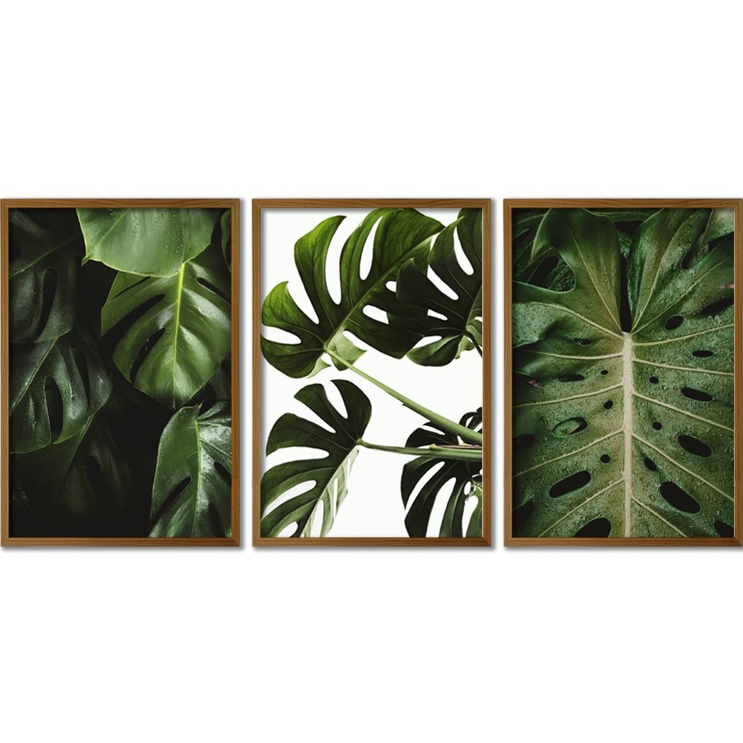 Quadro Decorativo 3 Telas Folhas Ii Diversos Tamanhos - 1