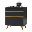 Ver imagem 2 de Balcão Cozinha para Cooktop 70cm 1 Porta 1 Gaveta Veneza Multimóveis V3706 Preto/dourado