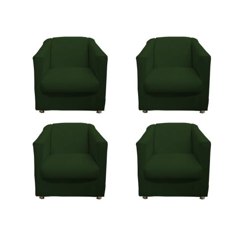 Kit 4 Poltronas Decorativa Biane Suede Verde Pés Cromado Ms Decor