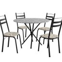 Ver imagem 2 de Conjunto Sala de Jantar Mesa Redonda 80cm Tampo Granito com 4 Cadeiras Milla Preto/Cedro/Ocre