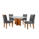 Ver imagem 2 de Conjunto Sala de Jantar Mesa Olímpia 90cm Tampo em Mdf Canto Copo e 4 Cadeiras Liz Moderna