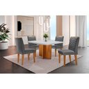 Ver imagem 1 de Conjunto Sala de Jantar Mesa Olímpia 90cm Tampo em Mdf Canto Copo e 4 Cadeiras Liz Moderna