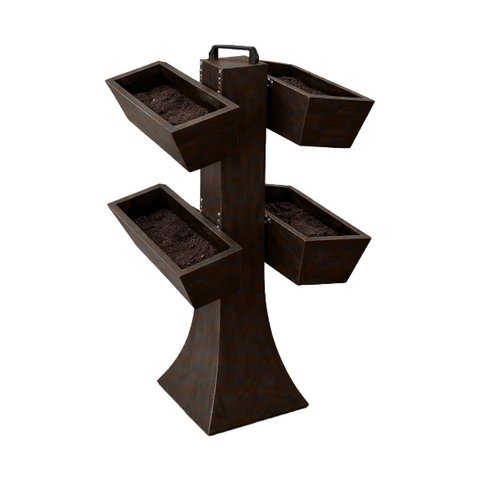 Kit 4 Vaso Planta Horta Grande Jardineira 50cm Floreira com Suporte Polietileno