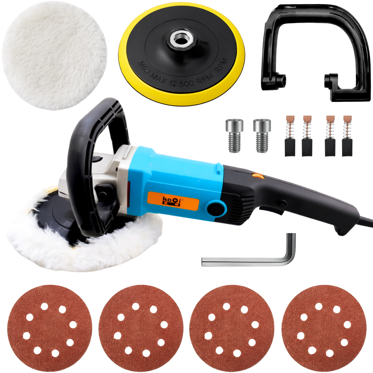 Ver imagem 1 de Politriz Lixadeira Angular 7 Polegadas 1400 Watts 220v Sg-9180 Kaqi + Kit 4 Lixas Disco