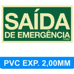 PLACA DE SINALIZAÇÃO PVC EXP 2MM 200X105 SAÍDA DE EMERGÊNCIA - 1