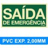 PLACA DE SINALIZAÇÃO PVC EXP 2MM 200X105 SAÍDA DE EMERGÊNCIA - 1